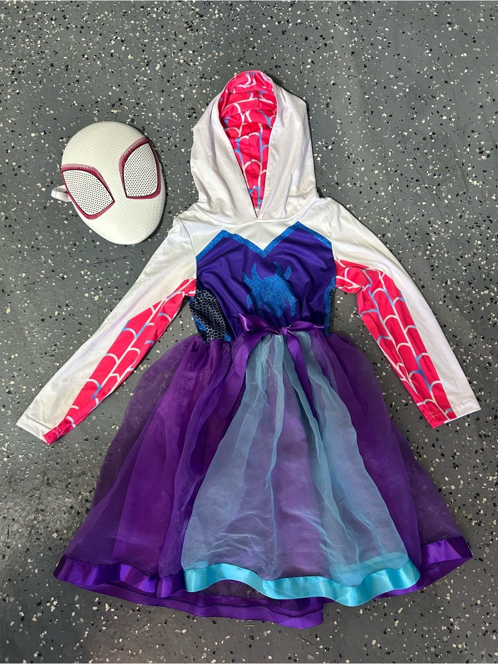 Gwen Ghost Spider Hooded Costume Tutu Dress with Mask sz 8-10